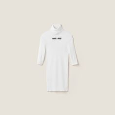 Slim-fit silhouette   Ribbed knit Short Sleeves Regular Shoulder Intarsia logo Miu Miu Classic Long Sleeve Tops, Classic Long Sleeve Miu Miu Tops, Latest T Shirt, Cashmere Turtleneck, Cotton Polo Shirt, Brown Sweater, Turtle Neck Top, Knit Shorts, Miu Miu