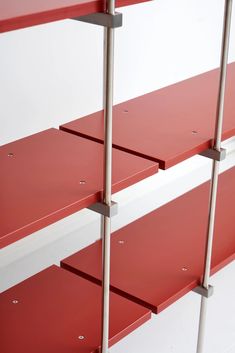 the shelves are red and white in color