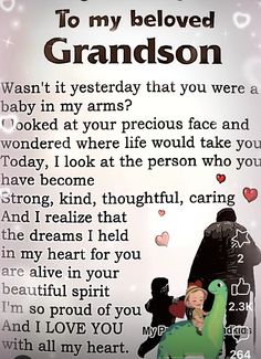 an image of a poem written in the language of grandson and granddaughter with two children