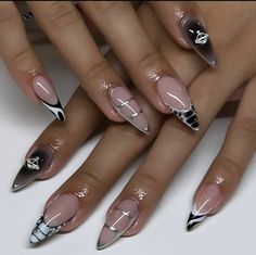 Gothic nails  Black nails  Silver nails  Aura nails Silver Nail Designs, Nails Chrome, Chrome Nails Designs, Acrylic Press On Nails, Blush Nails, Almond Nails Designs, Tip Nails, Metallic Nails, Silver Nails