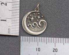 Sterling Silver waves Charm  15mm diameter Sterling Silber, Sailing, Spain, Accessory Gift, Electronic Accessories, Tools, Craft Supplies, Purses And Bags, Sterling Silver