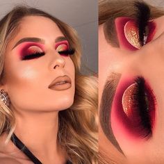 Make Up Diy, Gold Makeup Looks, Makeup Revolution London, Gold Eye Makeup, Cut Crease Makeup, Valentines Day Makeup, Beauty Make-up, Gold Makeup