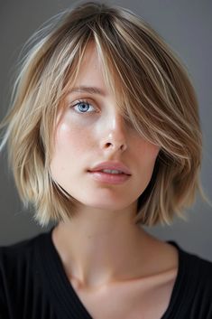 Cute Summer Haircuts Short, Bob With Bangs For Fine Hair, Dark Blonde Bob, Blonde Bob Hairstyles, Straight Blonde Hair, Bob Haircut For Fine Hair, Sophisticated Look, Bob Haircut