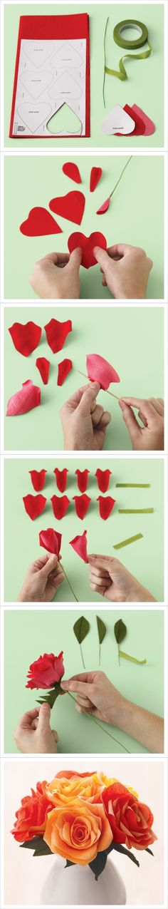 the process of making flowers out of paper