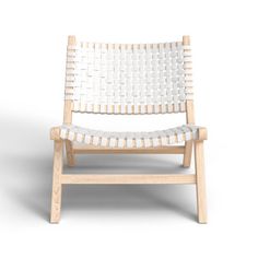 a white woven chair on a white background