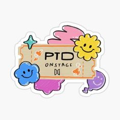 a sticker with the words pdd on it