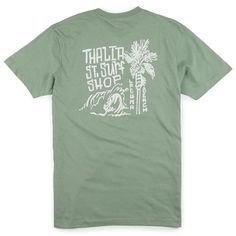 MENS TEES – Thalia Surf Shop Green Graphic Tee With Back Print, Summer Tri-blend Graphic Print T-shirt, Cotton T-shirt With Back Print, Green T-shirt With Back Print In Relaxed Fit, Cotton T-shirt With Back Print And Short Sleeves, Relaxed Fit Green T-shirt With Back Print, Summer T-shirt With Front And Back Print, Crew Neck, Summer Crew Neck T-shirt With Front And Back Print, Summer Graphic Tee With Front And Back Print