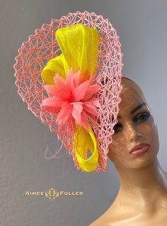 Spring Party Straw Hat In Sinamay, Adjustable Sinamay Headpiece For Spring, Spring Church Fascinator In Sinamay, Spring Church Sinamay Fascinator, Spring Sinamay Mini Hats For Races, Sinamay Fascinator Hat For Spring, Spring Fascinator With Sinamay And Curved Brim, Spring Short Brim Sinamay Costume Hats And Headpieces, Spring Sinamay Fascinator Hat