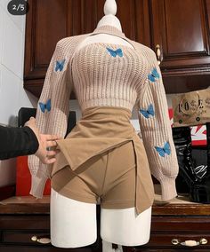 All Back, Knit Tube Top, Crop Tube Top, Bolero Shrug, Classy Casual Outfits, Pattern Embroidery, Crop Sweater, Butterfly Pattern, Edgy Outfits