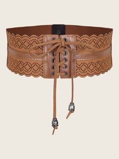 Hollow Out Wide Belt | EMERY ROSE Cinto Corset, Leather Corset Belt, Wide Leather Belt, Lace Cutout, Corset Belt, Leather Corset, Brown Belt, Wide Belt, Colorful Boho