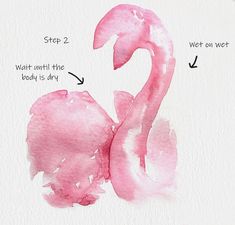 the steps to painting a pink flamingo with watercolors and ink on paper