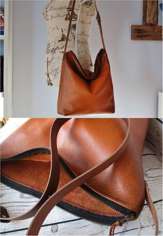 Tan leather shoulder bag leather bag shoulder bag от FidelioBags Large Purse, Clear Top, Purse For Women, Hobo Bags, Brown Leather Strap, Leather Hobo Bag, Leather Hobo, Bag Shoulder, Crossbody Strap