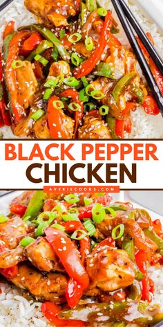 This better-than-takeout black pepper chicken stir fry recipe is EASY, ready in 30 minutes, and made in just ONE skillet – no wok required! The chicken is juicy, the bell peppers are crisp-tender, and everything is coated in a savory sticky black pepper sauce that includes soy sauce, garlic, ginger, and more so that the depth of flavor is INCREDIBLE! Black Pepper Chicken Stir Fry, Pepper Chicken Stir Fry, Asian Chicken Recipes Easy, Black Pepper Chicken Recipe, Chicken Receipts, Pepper Chicken Recipe, Chicken Stir Fry Recipe, Black Pepper Chicken, Recipes With Chicken And Peppers