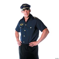 Become the pilot of your favorite airline in this life-like pilot shirt costume! It's a great shirt, perfect for a Halloween costume, theater costume or a variety of occasions. Have a friend dress as your co-pilot and be a fun duo! Short sleeved collared shirt with embroidered patches and epaulets. Short Sleeved Collared Shirt, Pilot Costume, Pilot Shirt, Halloween Men, The Pilot, Mens Halloween Costumes, Disney Costumes, Vests Mens, Adult Halloween Costumes