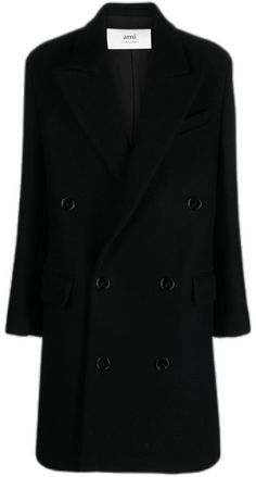 Wool Coat Black, Ami Paris, Coat Black, Black Coat, Wool Coat, Double Breasted, Paris, Wool, Black