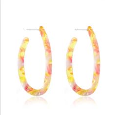 New In Packaging Pink/ Yellow / Clear Push Back Post Earrings Hoops Polyresin Bundle Your Likes. All Items Listed At $9 And Under Are 3 For $15 When Bundled. Colorful Leopard Print, Earrings Hoops, Bohemian Women, Spring Pastels, Acetic Acid, Yellow Earrings, Earrings Women, Big Fashion, New Trend