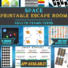 space printable escape room for adults and teens