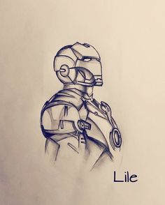 a drawing of a man in a helmet and uniform with the word lie on it