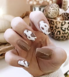 Cow Nails, Cute Gel Nails, Her Nails, Acrylic Nails Coffin Short