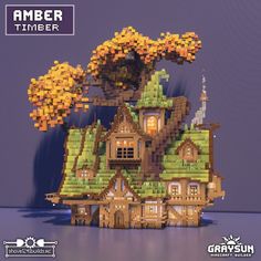 an image of a building made out of legos with trees and flowers on top