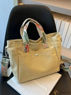 Shoulder Tote Bag, Color Khaki, Shoulder Tote, Canvas Tote, Tote Bag, Sewing, Couture, Canvas