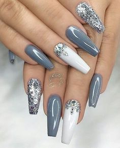 I would want these to be matte Nagel Stamping, Color Changing Nails, White And Silver Nails, Baku Azerbaijan, Super Nails, White Nail, Silver Nails