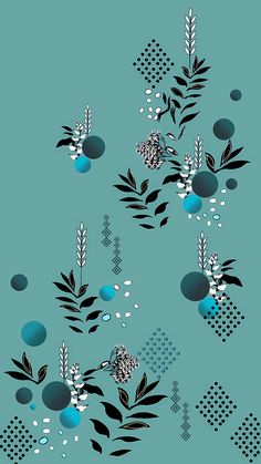 an abstract floral design on a blue background