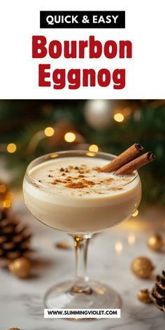 an eggnog drink with cinnamon sticks in it