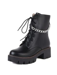 Punk Style Lace-up Boots With Round Toe, Punk Style Lace-up Martin Boots For Parties, High Ankle Lace-up Boots For Spring, Punk Lace-up Boots For Spring, Trendy Lace-up Faux Leather Mid-calf Boots, Lace-up Mid-calf Boots For Fall, Spring Lace-up Faux Leather Martin Boots, Punk Style Lace-up Spring Boots, Lace-up Platform Boots For Fall