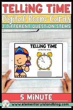 telling time digital book cards for children to learn telling time and telling them about telling time