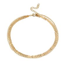 This beautiful fishbone chain is layered with a simple delicate curb chain for a bohemian allure. Have a virtual date coming up? Throw this choker on under beach-wavy hair and you're good to go! DETAILS & SIZE Composition: 14K gold or silver plated stainless steel Measurements: chain: 12" + 2" extension Lobster claw clasp Read about how to care for your jewelry here. Shop the Necklaces for more options! Fishbone Necklace, Dangle Necklace, Horn Necklace, Layered Necklace Set, Dangle Necklaces, Gold Necklace Set, Waterproof Jewelry, Dainty Bracelets, Women's Jewelry And Accessories