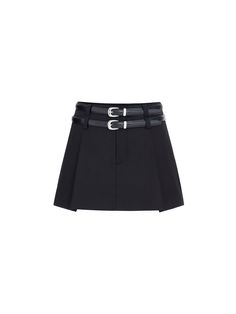 MO&Co. Women's Double Belt Mini Skirt This stylish mini skirt features a low-waisted and cut to hit at the mid-thigh, a hidden zip closure, making it easy to dress up or down depending on the occasion. The included belt makes it perfect for accentuating the waist and creating a flattering silhouette. Features : - Belts included- Double side pocket design- Low waist A-line silhouette- Zip and hook closure Code: MBC3SKT040The back length of size S is 33cmMATERIALS & CARE Material: 41.1% Polyester Belt Mini Skirt, Double Belt, Belted Mini Skirt, Stylish Skirts, Tumblr Fashion, Airport Fashion, Skirt Belt, Y2k Black, Low Waisted