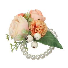 a bracelet with flowers and pearls on it