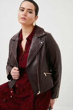 Plus Size Leather Signature Moto Jacket | Karen Millen Leather Jacket Outfits Women, Jacket Outfits Women, Womens Leather Jacket Outfit, Plus Size Leather Jacket, Plus Size Leather, Jacket Outfit Women, Jacket Collection, Womens Coats, Military Coat