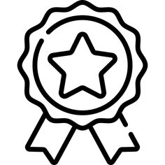 a black and white line drawing of a star award