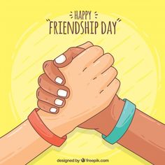 two hands holding each other with the words happy friendship day