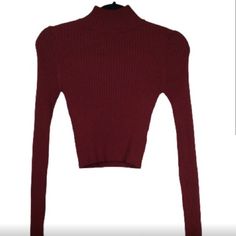 This Fitted Mock Neck Sweater Is Perfect For The Colder Seasons. It’s A Beautiful Wine Red Color That Gives All The Rachel Green Vibes. Never Worn, Just Ordered The Wrong Color That I Already Have. Perfect Condition Soft Knit Fitted Tops For Fall, Red Tops With Ribbed Collar For Fall, Fitted Soft Knit Tops For Fall, Red Sweater With Ribbed Collar For Fall, Burgundy Crew Neck Top For Layering, Winter Fitted Knit Top With Ribbed Collar, Fitted Winter Knit Top With Ribbed Collar, Fitted Knit Top With Ribbed Collar For Winter, Red Turtleneck Sweater For Fall