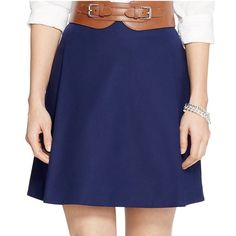 Lauren Ralph Lauren Women's Pleated A-Line Miniskirt. Size 4. Color: Navy Blue. Concealed Left-Side-Seam Zipper. Pleated Front. 19" Length. Smooth Stretch Cotton. 97% Cotton, 3% Elastane. Accessories Not Included. New With Tags. A-line Mini Skirt For Work, Elegant Full Skort With Flowy Skirt, Chic Full Skirt Skort For Work, A-line Lined Mini Skirt For Work, Fitted Full Skirt Workwear Skort, Elegant A-line Skort For Work, Elegant Relaxed Full Skirt Skort, Elegant A-line Skort For Workwear, Elegant Skirted Skort For Workwear