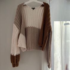 Gorgeous Sweater! Brand New, Took The Tags Off And Just Never Found An Outfit To Match It But It’s So Beautiful And Cozy!!! Make An Offer! Two Color Crochet Sweater, Crochet Sweaters Women, Sweater Pattern Free, Wrap Crochet Pattern, Sweater Wrap, Crochet Sweaters, Sweaters Women, Wrap Sweater, Sweater Pattern