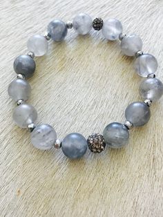 Grey Cloudy Quartz beaded bracelet, gemstone bracelet, silver bracelet, boho bracelet, bracelet for Silver Crystal Bracelet With Agate Gemstone Beads, Elegant Gray Stretch Bracelet As Gift, Gray Round Beads Stretch Bracelet As Gift, Silver Stretch Bracelet With Natural Stones, Silver Agate Crystal Bracelet With Gemstone Beads, Silver Stretch Bracelet With Natural Stones And Round Beads, Handmade Gray Beaded Bracelets With Round Beads, Silver Stretch Bracelet With Natural Stone Round Beads, Handmade Gray Bracelets For Everyday