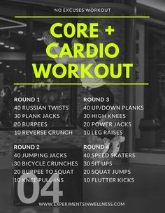 the core and cardio workout poster