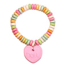 Faux Candy Bracelet - Custom Name Bracelet – Fatally Feminine Designs Candy Beads, Candy Bracelet, Earrings Kawaii, Candy Necklaces, Rainbow Candy, Kawaii Jewelry, Enamel Lapel Pin, Lol Dolls, Name Bracelet