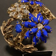 BCBGMaxAzria | Jewelry | Bcbg Floral Cuff | Poshmark Spring Party Blue Bracelets, Elegant Blue Bracelets For Spring, Chic Formal Cuff Bracelet For Spring, Black Leather Cuff Bracelet, Affirmation Bracelets, Toggle Clasp Bracelet, Floral Cuff, Moon Bracelet, Gems Bracelet