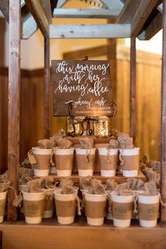 coffee cups are stacked on top of each other