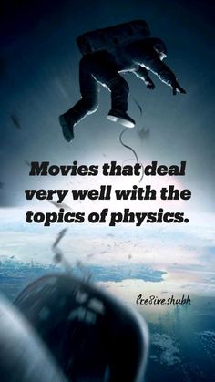 a man flying through the air on top of a parachute with a caption that reads movies that deal very well with the topics of physics