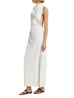 Proenza Schouler Selena Twist Back Crepe Dress - White | Editorialist Senior Thesis, Cfda Awards, Drape Maxi Dress, Parsons School Of Design, Crepe Dress, Tall Model, Proenza Schouler, Model Measurements, Side Zip