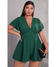 Plus Size Graduation Outfit, Hot Weather Outfits, Plus Size Summer Fashion, Size 16 Women, Butterfly Sleeve, Romper Outfit, Graduation Outfit