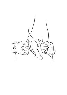 a drawing of two hands holding something in one hand and another hand reaching for the other