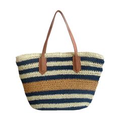 PRICES MAY VARY. This woven beach bag is made of high quality straw, lightweight and durable, the interior lining and zipper closure design to keep items and from falling out. This is a classic blue and white striped summer purse that will compliment your summer look. It¡¯s a very cute and stylish addition for coastal vacation, you can use it all summer long. The PU leather shoulder strap increases the firmness and comfort, your shoulder won't hurt even if you wear it all day. Holds a lot of thi Cheap Red Rectangular Beach Bag, Beach Tote Bags Summer, Woven Beach Bag, Straw Beach Tote, Tote Bag Summer, Coastal Vacation, Summer Purses, Beach Tote Bag, Bag Summer