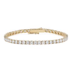 This stunning lab-grown diamond tennis bracelet offers beautiful sparkle  whether worn alone or stacked with other favorite bracelets. The diamonds are hand-matched for consistent beauty while the box clasp features a figure-eight safety latch for extra security. Crafted in warm 14-karat yellow gold  it makes a special gift or a classic addition to your own jewelry collection. Gold Tennis Bracelet, Diamond Tennis Bracelet, Box Clasp, Tennis Bracelet Diamond, Luxury Resort, Tennis Bracelet, Special Gift, South Carolina, Lab Grown